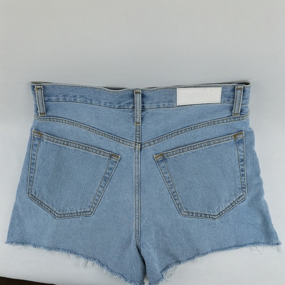 Re/Done Denim Shorts Raw Hem High Rise Button Fly Cut Off Airy Indigo 28 NWOT - Picture 2 of 14